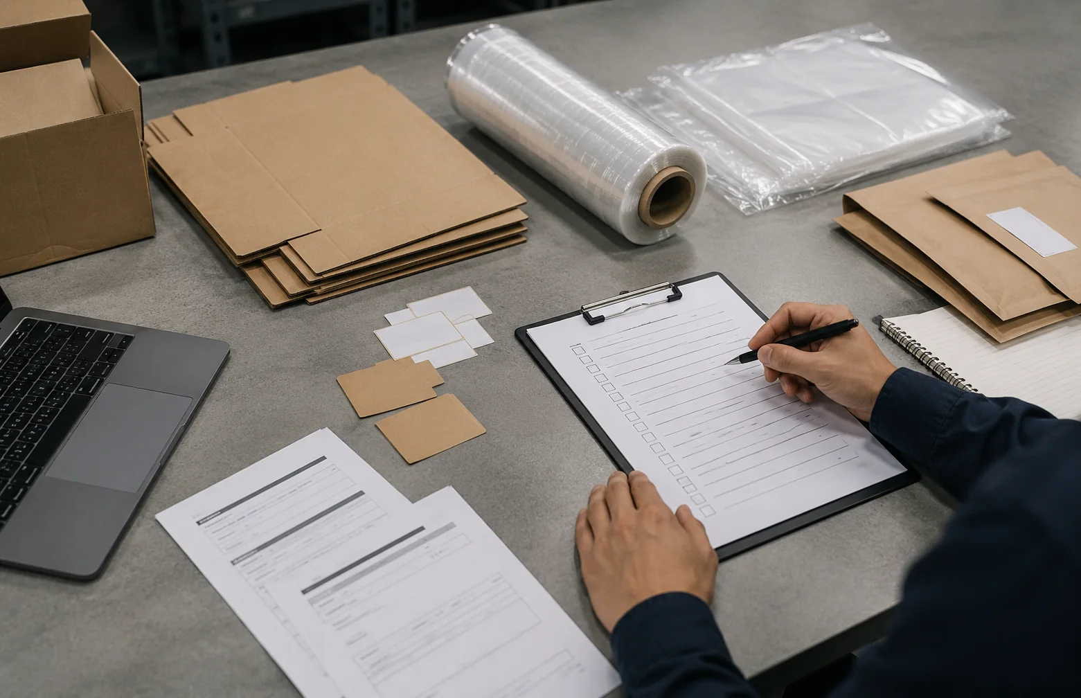 Línea de producción con envases y embalajes revisados en una empresa