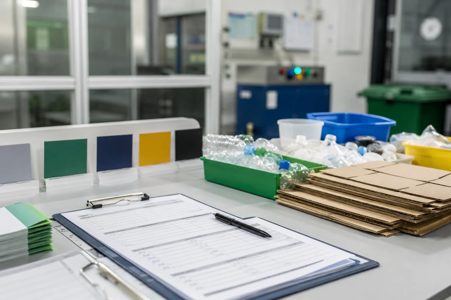 checklist de gestión de residuos para empresas con documentación y materiales separados