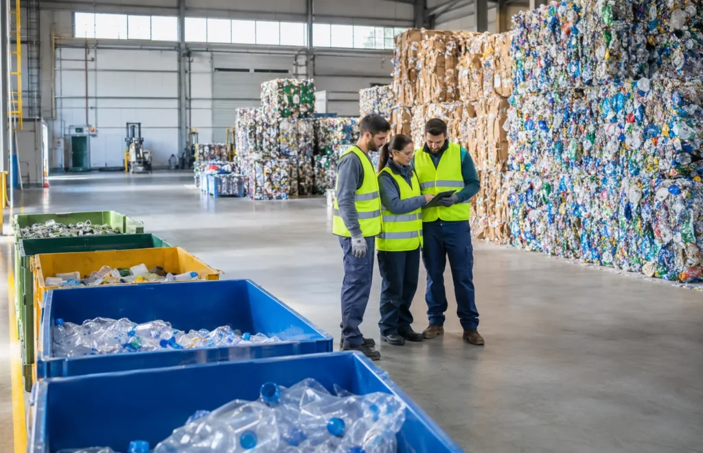 Gestión de residuos en Murcia con materiales separados para reciclaje y valorización